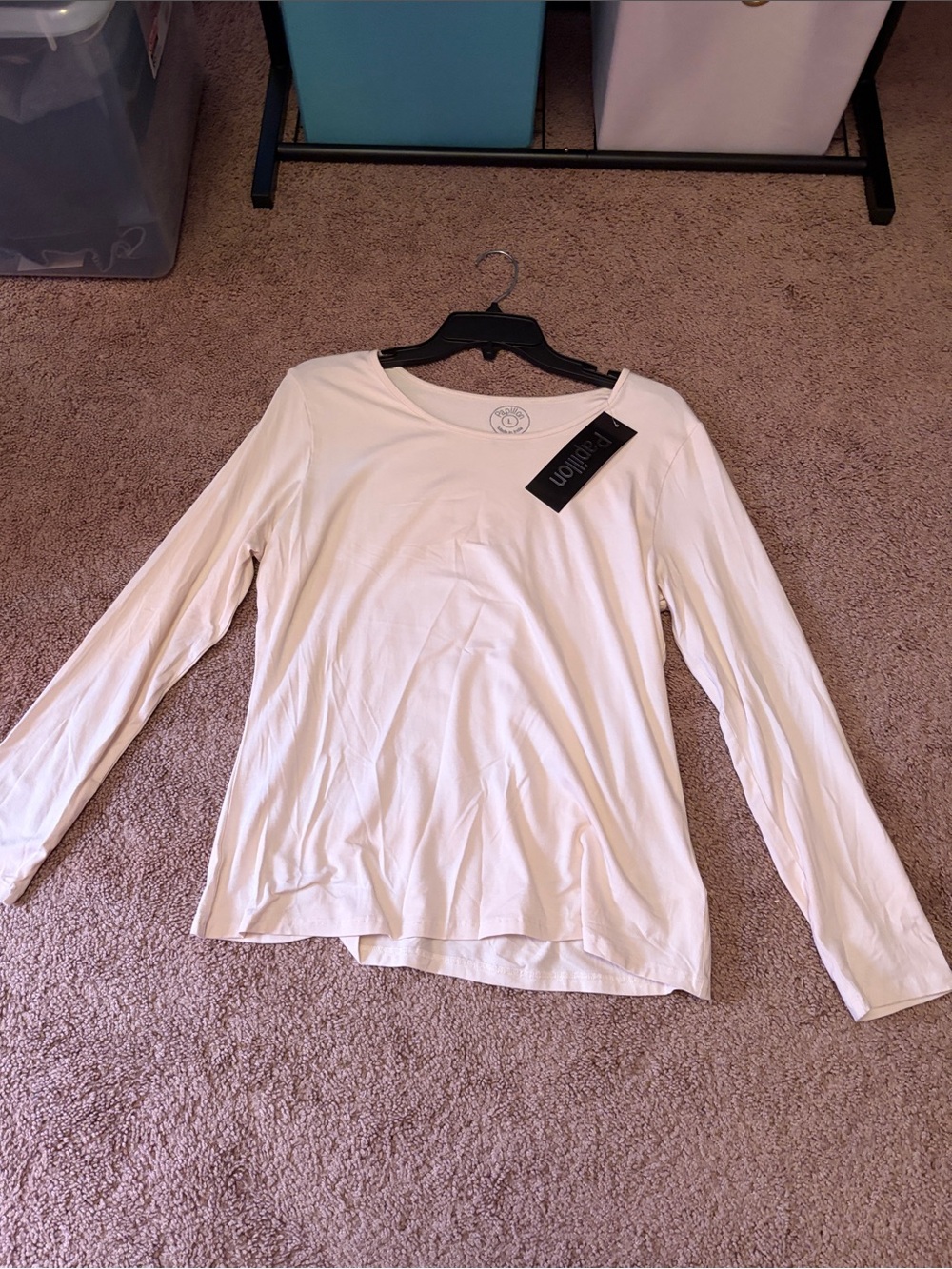Papillon Blanc Long Sleeve Scoop Neck Top - Cream